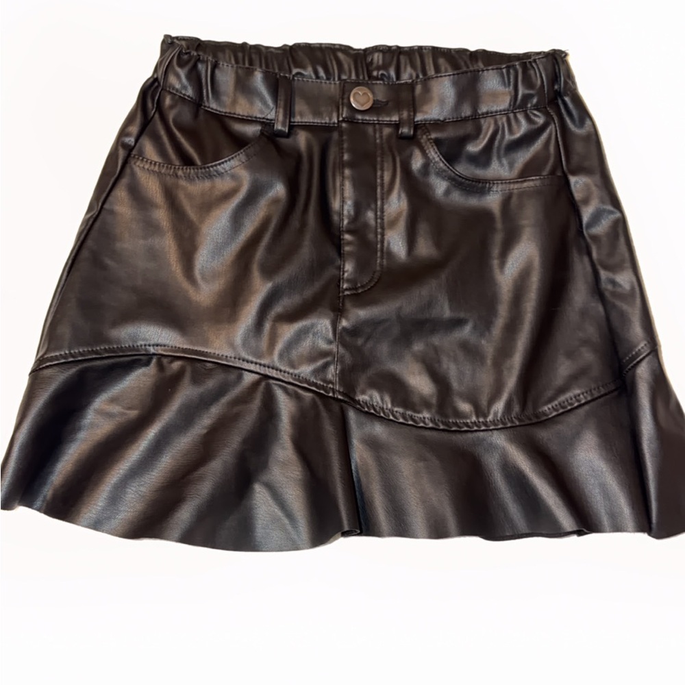 H&M Shiny Black Faux Leather Skirt